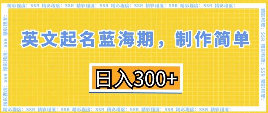 英文起名蓝海期，制作简单，日入300+【揭秘】-博库