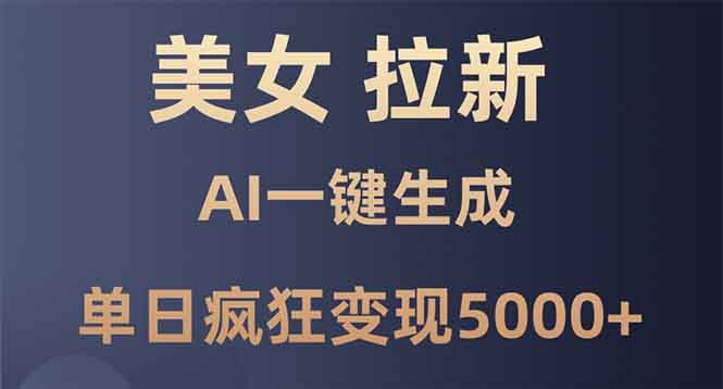 美女暴力拉新，通过AI一键生成，单日疯狂变现5000+，纯小白一学就会！-博库