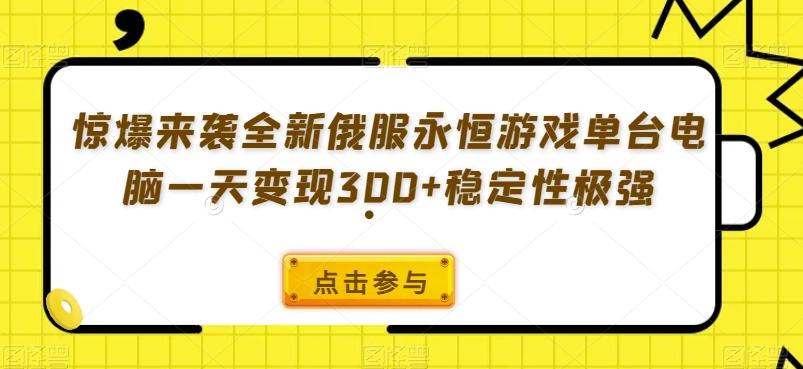 惊爆来袭全新俄服永恒游戏单台电脑一天变现300+稳定性极强-博库