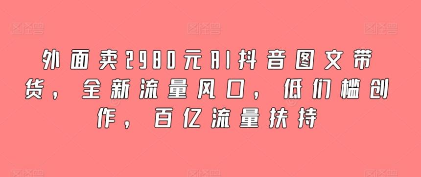 外面卖2980元AI抖音图文带货，全新流量风口，低们槛创作，百亿流量扶持-博库