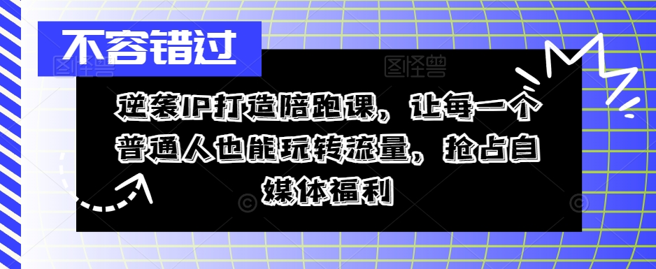 逆袭IP打造陪跑课，让每一个普通人也能玩转流量，抢占自媒体福利-博库