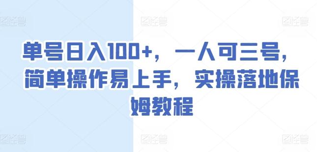 单号日入100+，一人可三号，简单操作易上手，实操落地保姆教程【揭秘】-博库