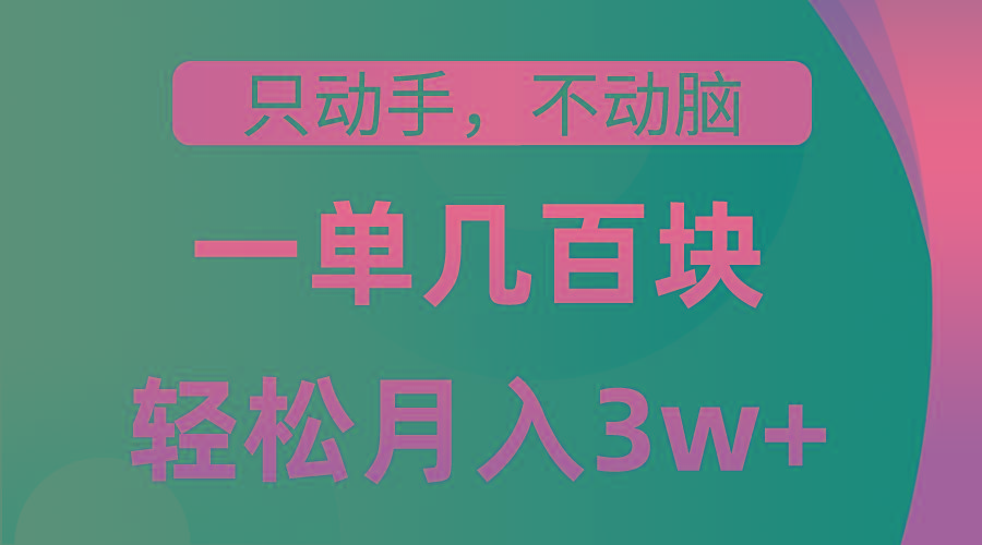 只动手不动脑，一单几百块，轻松月入3w+，看完就能直接操作，详细教程-博库