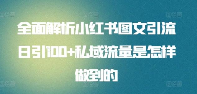 全面解析小红书图文引流日引100+私域流量是怎样做到的【揭秘】-博库