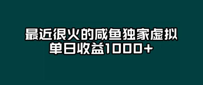 最近很火的咸鱼独家虚拟，单日收益1000+-博库