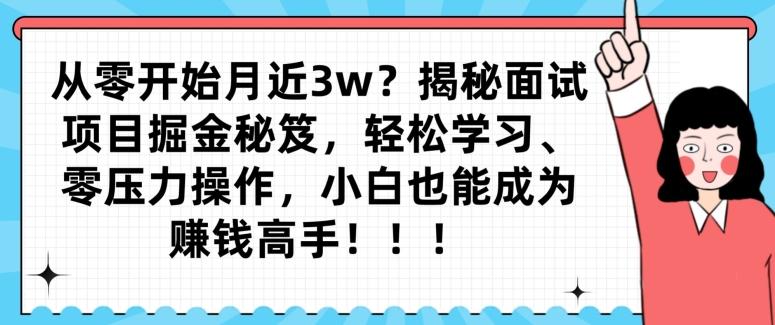 从零开始月近3w？揭秘面试项目掘金秘笈，轻松学习、零压力操作，小白也能成为赚钱高手-博库