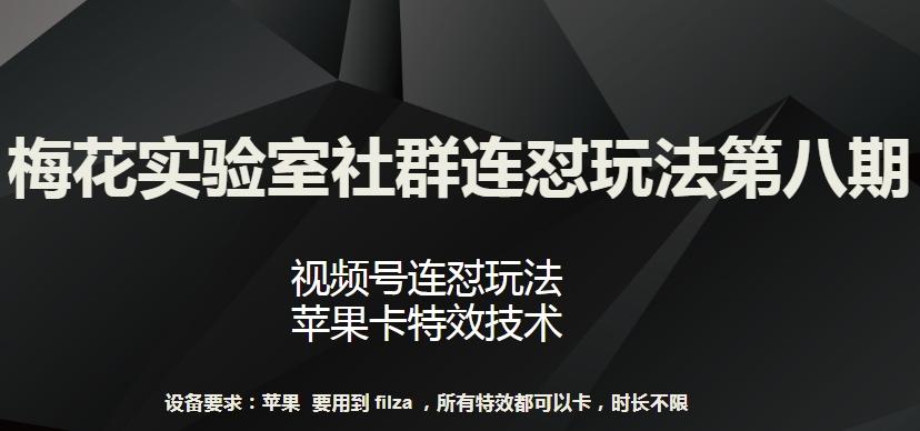 梅花实验室社群连怼玩法第八期，视频号连怼玩法 苹果卡特效技术【揭秘】-博库