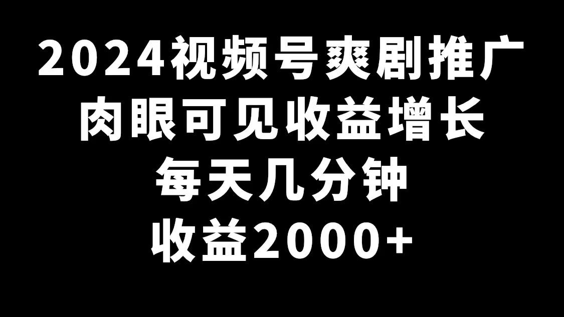 2024视频号爽剧推广，肉眼可见的收益增长，每天几分钟收益2000+-博库