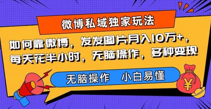 如何靠微博，发发图片月入10万+，‌每天花半小时，无脑操作，多种变现-博库