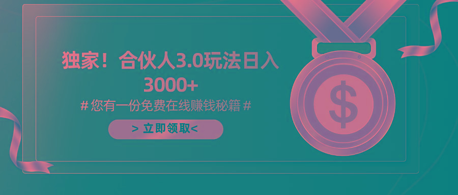 游戏合伙人3.0，日入3000+，无限扩大的蓝海项目-博库