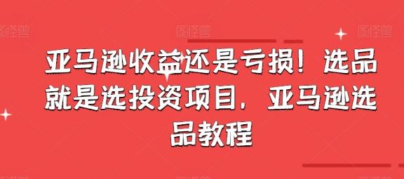 亚马逊收益还是亏损！选品就是选投资项目，亚马逊选品教程-博库