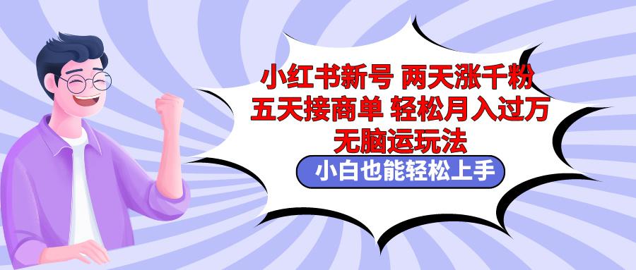 小红书新号两天涨千粉五天接商单轻松月入过万 无脑搬运玩法 小白也能轻…-博库