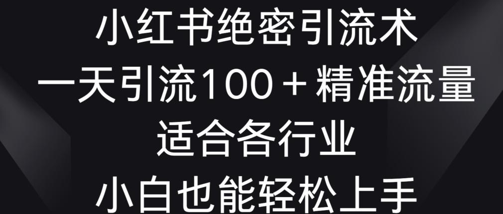 小红书绝密引流术，一天引流100+精准流量，适合各个行业，小白也能轻松上手【揭秘】-博库