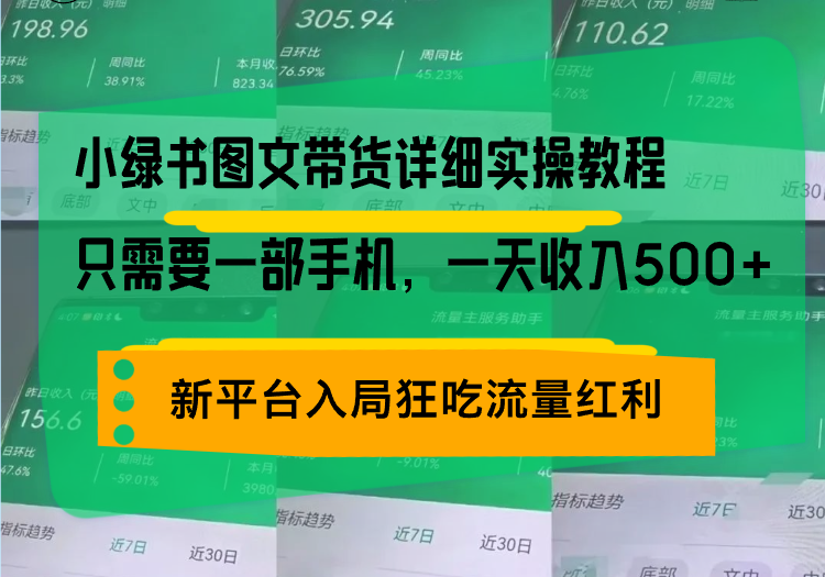 小绿书图文带货详细实操教程，只需要一部手机，一天收入500+，轻松变现-博库