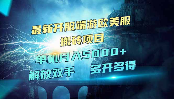全网热门游戏欧美服端游搬砖，最新开服，项目红利期，单机月入5000+-博库