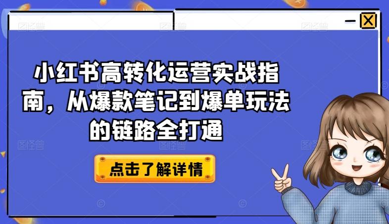 小红书高转化运营实战指南，从爆款笔记到爆单玩法的链路全打通-博库