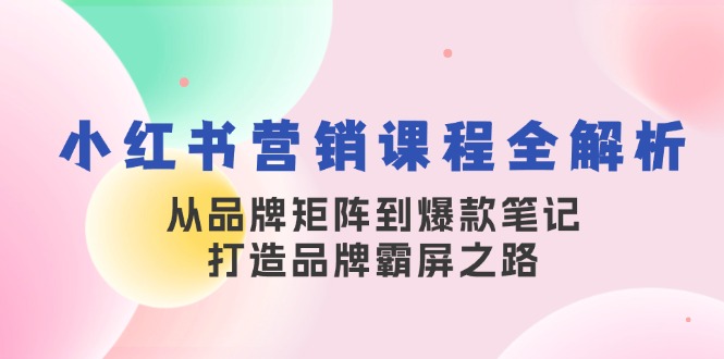 小红书营销课程全解析，从品牌矩阵到爆款笔记，打造品牌霸屏之路-博库