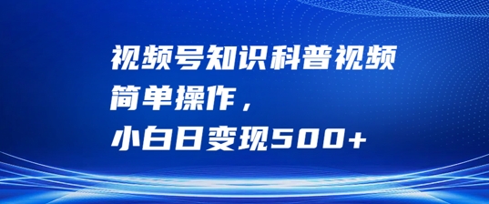 视频号知识科普视频，简单操作，小白日变现500+【揭秘】-博库