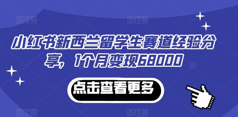 小红书新西兰留学生赛道经验分享，1个月变现68000【揭秘】-博库