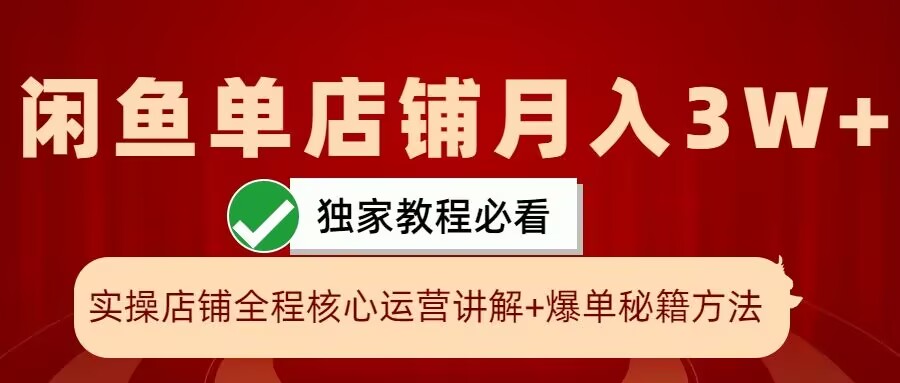 闲鱼单店铺月入3W+实操展示，爆单核心秘籍，一学就会【揭秘】-博库