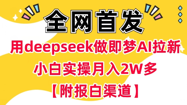 用deepseek做即梦Ai拉新 小白实操月入过W+【附报白渠道】-博库