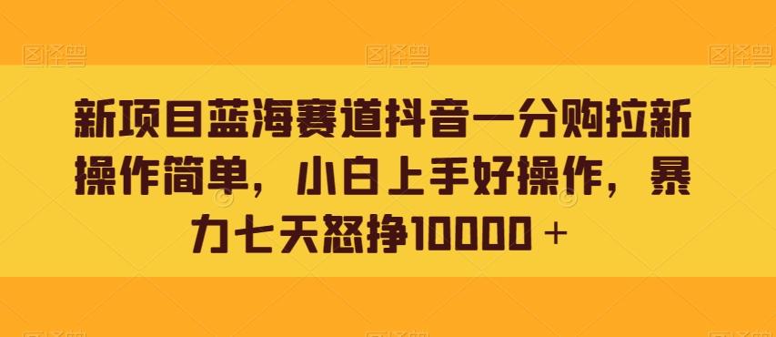 新项目蓝海赛道抖音一分购拉新操作简单，小白上手好操作，暴力七天怒挣10000＋-博库