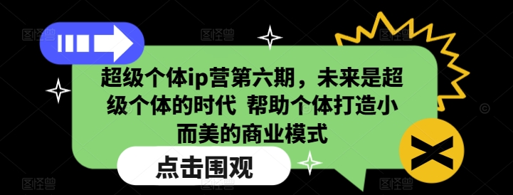 超级个体ip营第六期，未来是超级个体的时代  帮助个体打造小而美的商业模式-博库