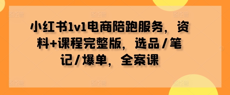 小红书1v1电商陪跑服务，资料+课程完整版，选品/笔记/爆单，全案课-博库