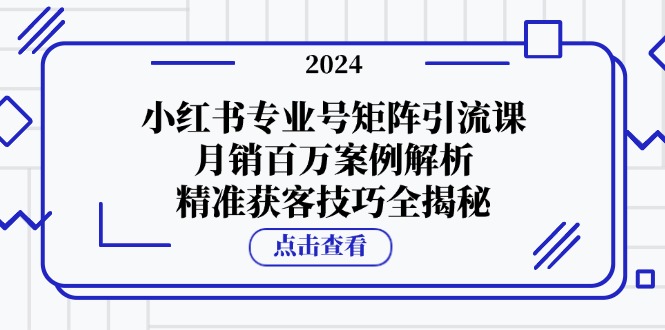 小红书专业号矩阵引流课，月销百万案例解析，精准获客技巧全揭秘-博库