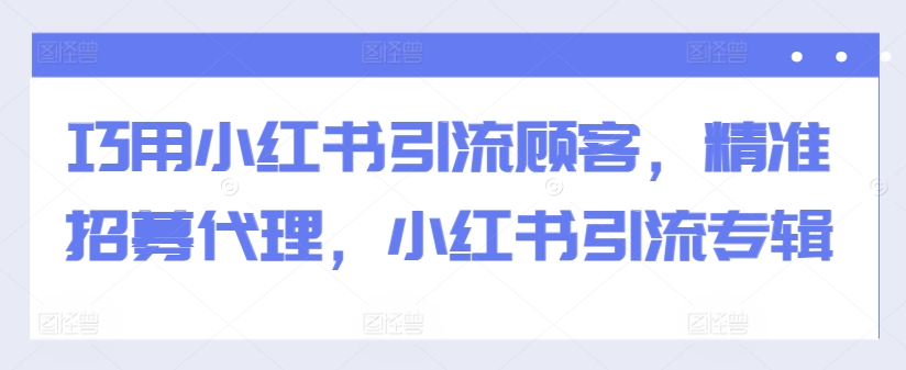 巧用小红书引流顾客，精准招募代理，小红书引流专辑-博库