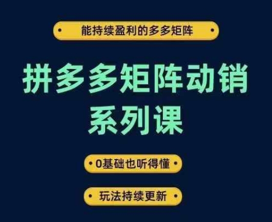 拼多多矩阵动销系列课，能持续盈利的多多矩阵，0基础也听得懂，玩法持续更新-博库