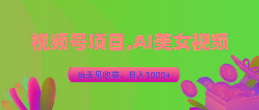 视频号蓝海项目,AI美女视频，当天见收益，日入1000+-博库