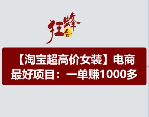 淘宝超高价女装项目，电商最好赛道，一单赚1000多-博库