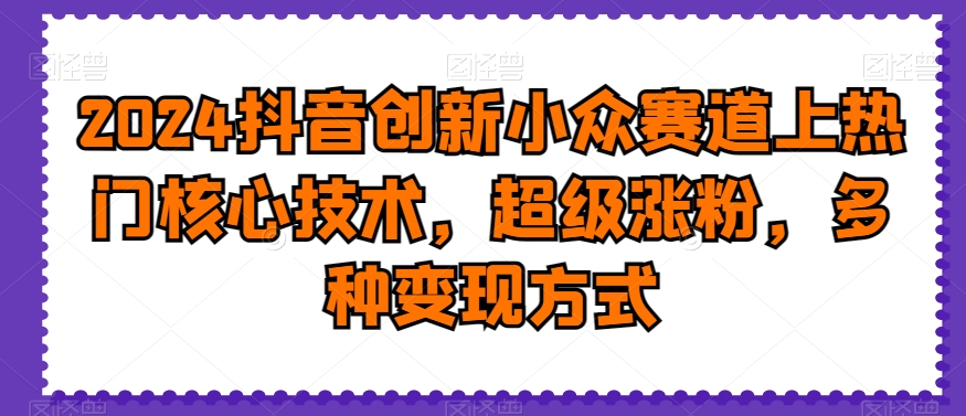 2024抖音创新小众赛道上热门核心技术，超级涨粉，多种变现方式【揭秘】-博库