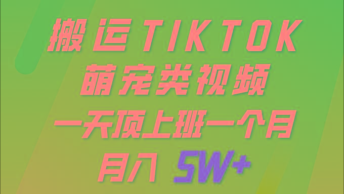 (9931期)一键搬运TIKTOK萌宠类视频 一部手机即可操作 所有平台均可发布 轻松月入5W+-博库