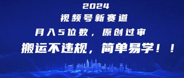 2024视频号新赛道，月入5位数+，原创过审，搬运不违规，简单易学【揭秘】-博库