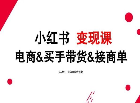 2024年最新小红书变现课，电商&买手带货&接商单，从0到1，小白高效轻创业-博库