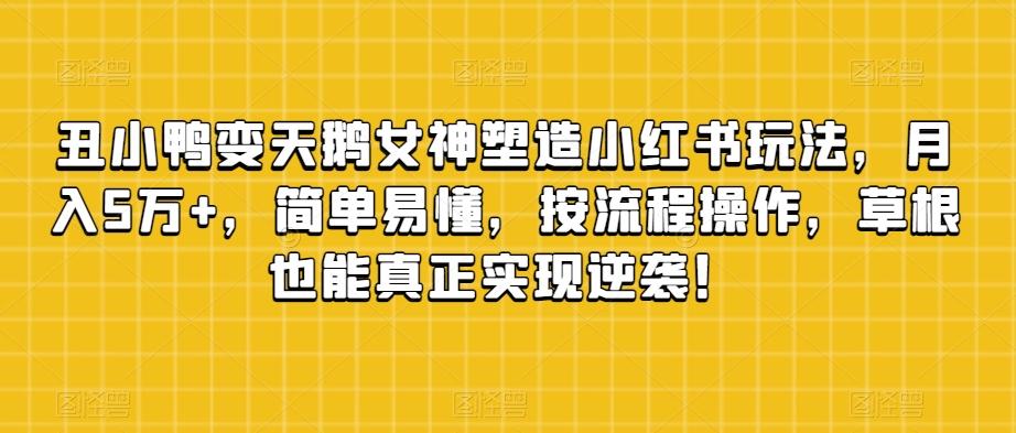 丑小鸭变天鹅女神塑造小红书玩法，月入5万+，简单易懂，按流程操作，草根也能真正实现逆袭！-博库