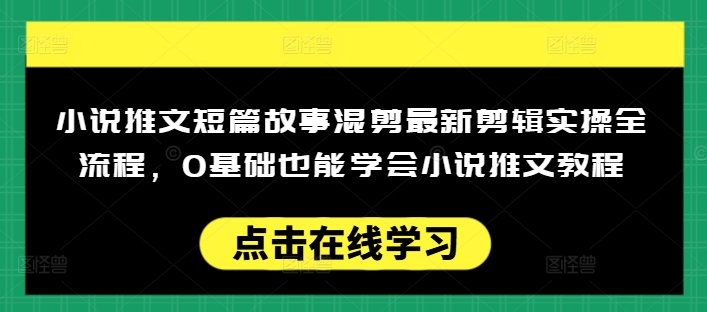 小说推文短篇故事混剪最新剪辑实操全流程，0基础也能学会小说推文教程，肯干多发日入多张-博库