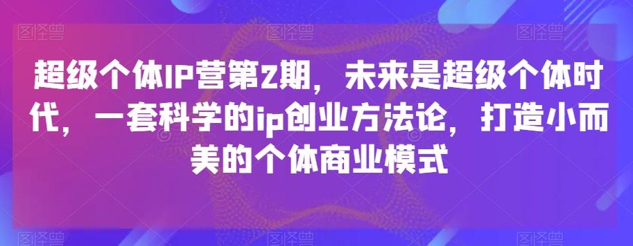 超级个体IP营第2期，未来是超级个体时代，一套科学的ip创业方法论，打造小而美的个体商业模式-博库