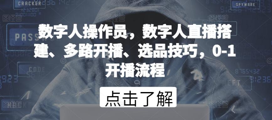 数字人操作员，数字人直播搭建、多路开播、选品技巧，0-1开播流程-博库