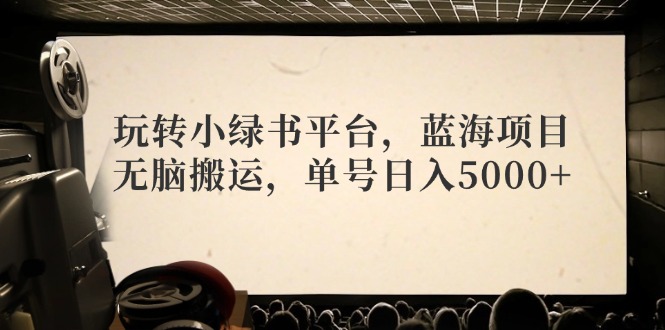 玩转小绿书平台，蓝海项目，无脑搬运，单号日入5000+-博库