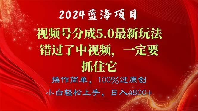 2024蓝海项目，视频号分成计划5.0最新玩法，错过了中视频，一定要抓住…-博库