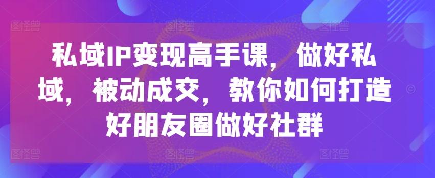 私域IP变现高手课，做好私域，被动成交，教你如何打造好朋友圈做好社群-博库