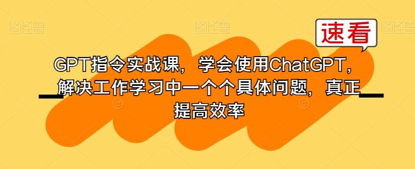 GPT指令实战课，学会使用ChatGPT，解决工作学习中一个个具体问题，真正提高效率-博库