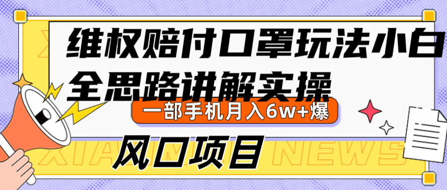 维权赔付口罩玩法，小白也能月入6w+，风口项目实操-博库