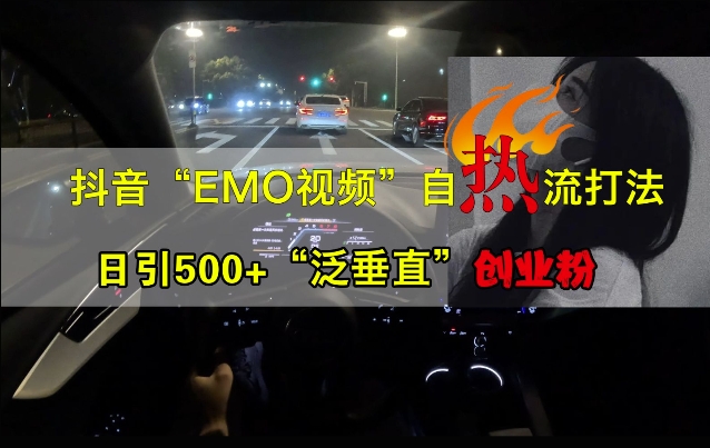 抖音EMO视频自热打法，日引500+“泛垂直”创业粉-博库