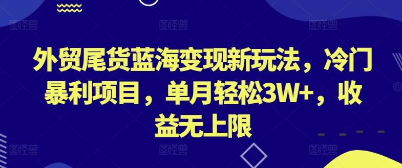 外贸尾货蓝海变现新玩法，冷门暴利项目，单月轻松3W+，收益无上限【揭秘】-博库