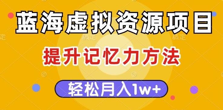 蓝海虚拟资源项目，提升记忆力方法，多种变现方式，轻松月入1w+【揭秘】-博库