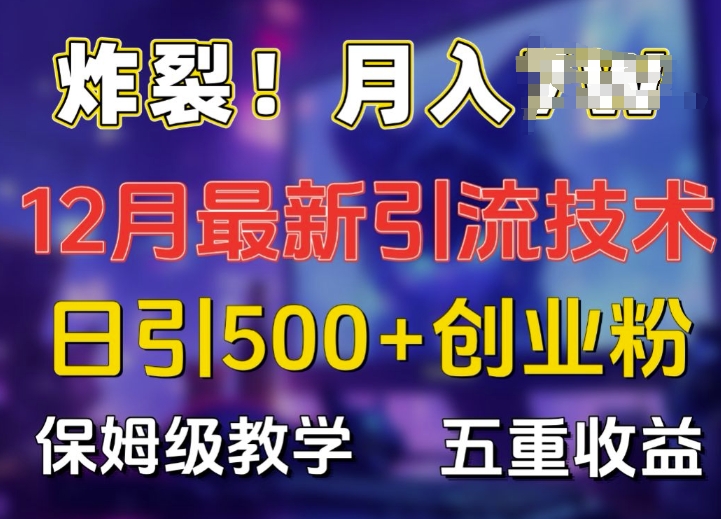 炸裂!揭秘12月最新日引流500+精准创业粉，多重收益保姆级教学-博库